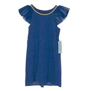 ❤️ 🆕 CAT & JACK Target Navy Nightfall Blue Metallic Gold Scalloped Dress XS